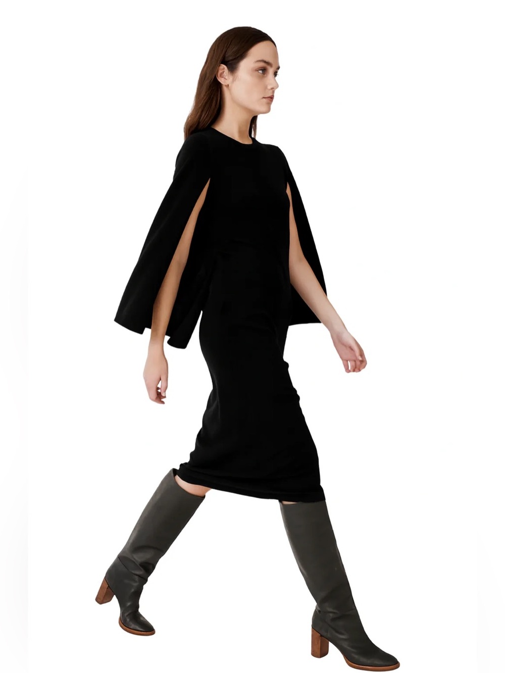 Pristine Vintage Haute Couture GIVENCHY Black Split Cape Dress